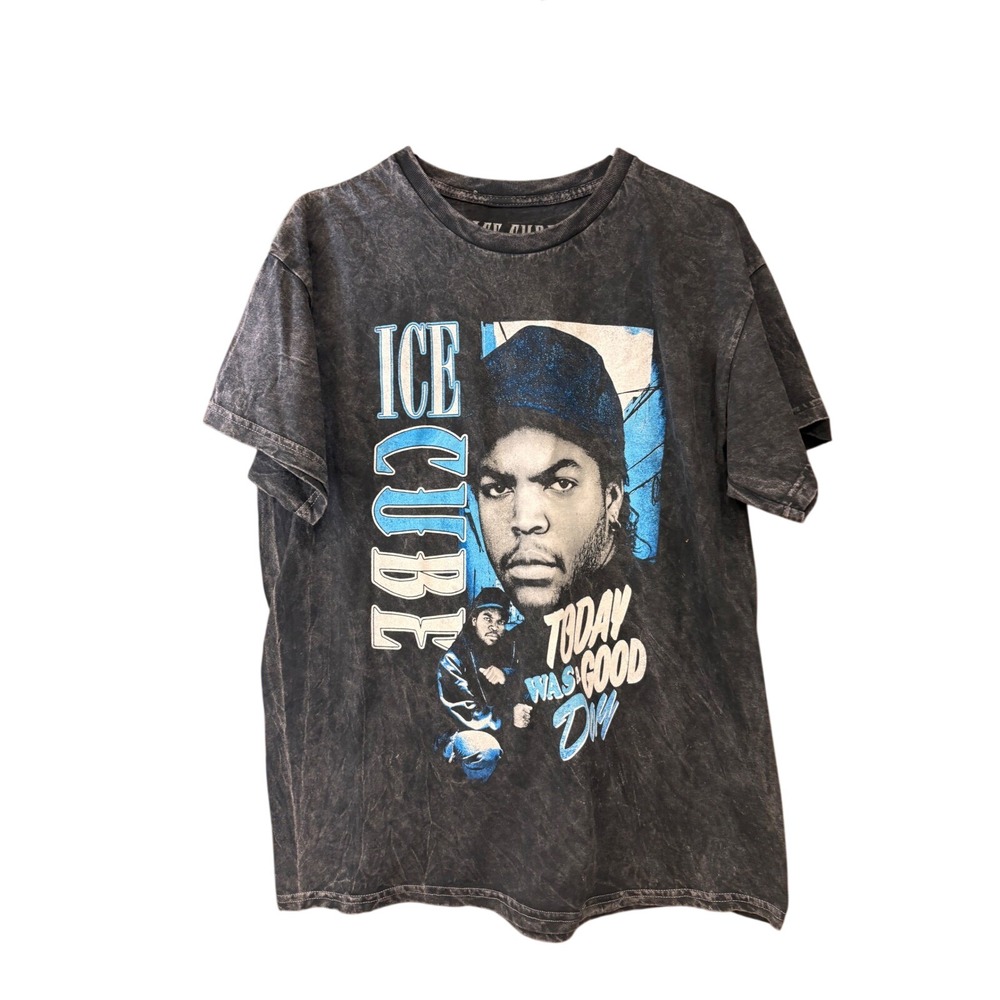 Ice Cube Today Was A Good Day Graphic Tee Acid Wash Charcoal Grey Shirt Mens L